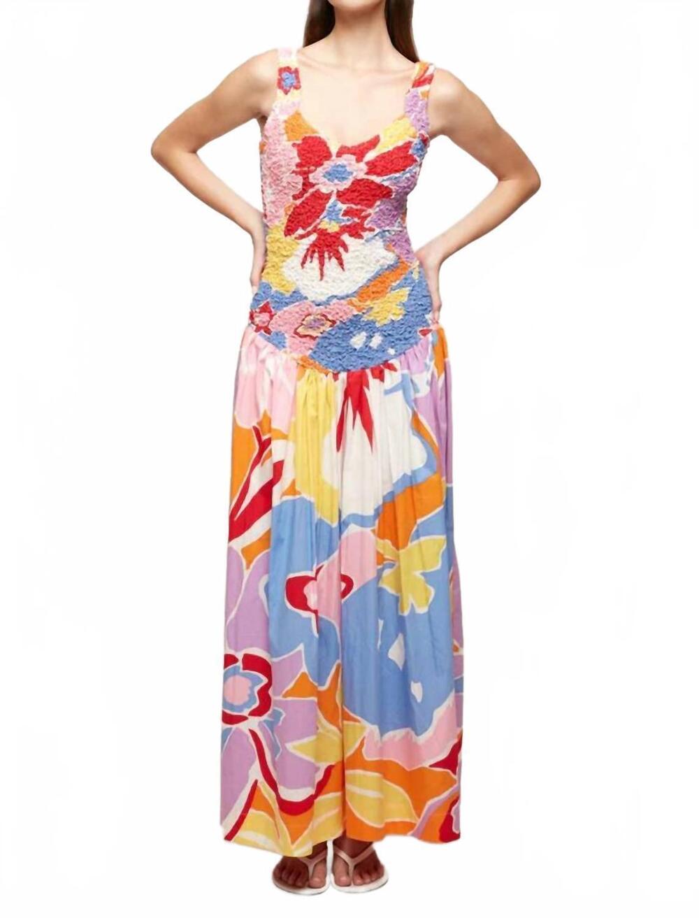 NEW S/W/F mottled maxi dress in electric garden